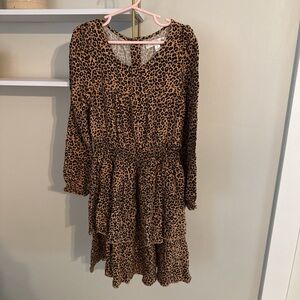 Kids Leopard Print Tiered Dress